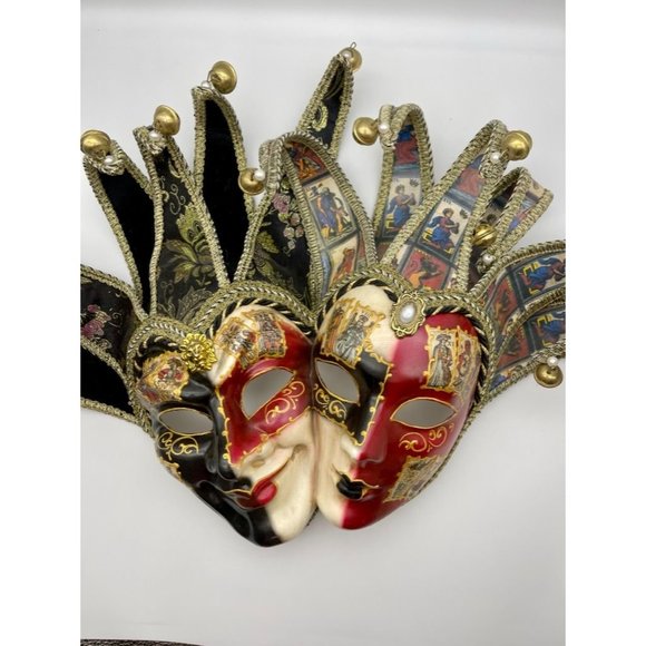 VTG Authentic hand made in Italy Venetian carnival jester dual wall mask - Picture 8 of 14